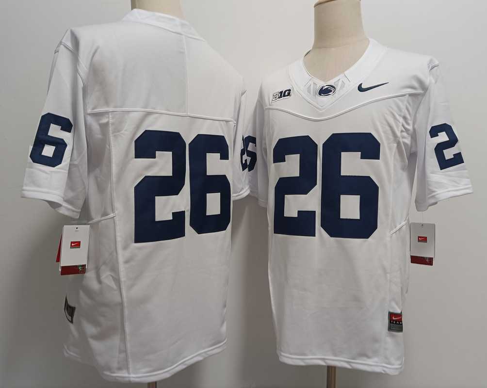 Men%27s Penn State Nittany Lions #26 Saquon Barkley Without Name White FUSE College Football Jersey